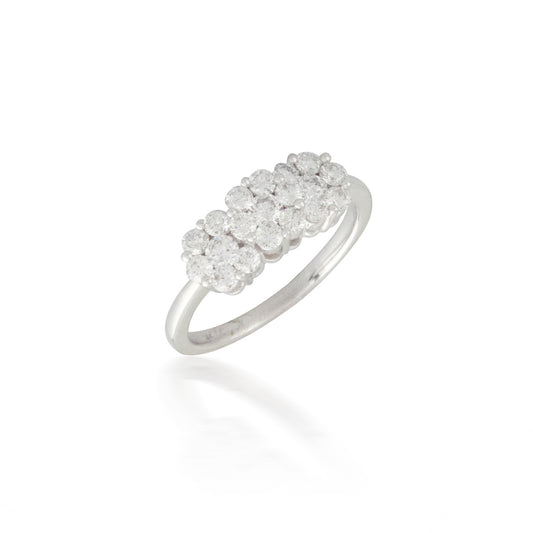 Triple Round Diamond Cluster Ring