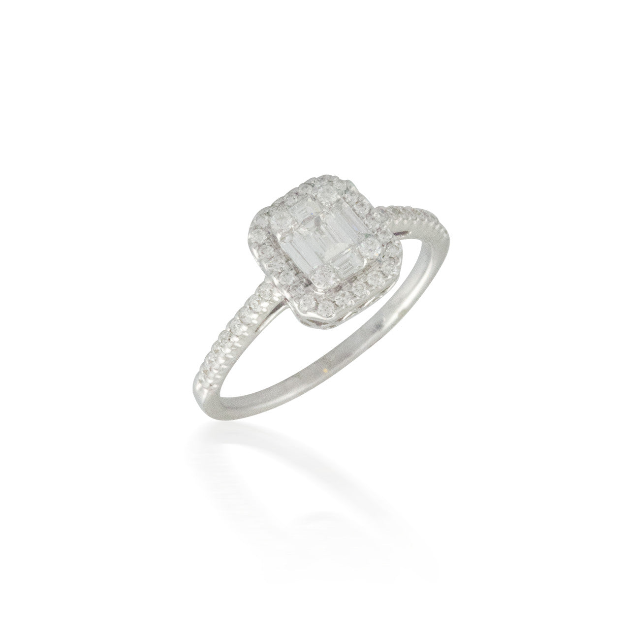 Baguette and Round Diamond Cluster Ring