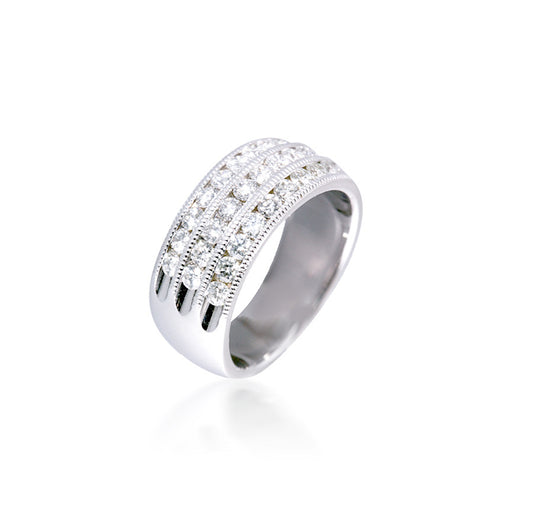 Three Row Round Diamond Band