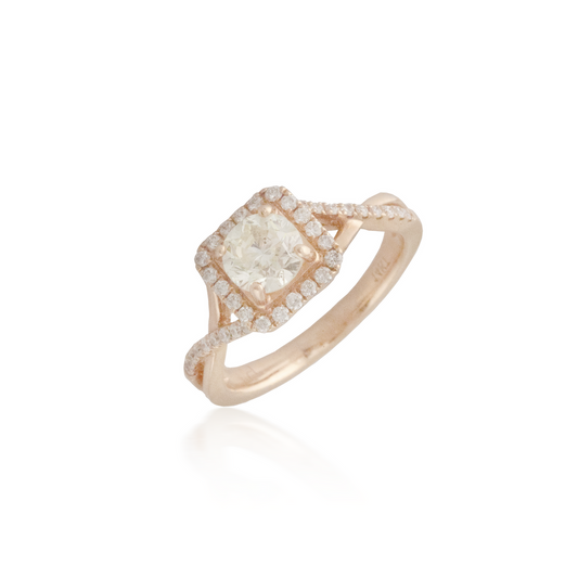 Rose Gold Crossover Diamond Ring