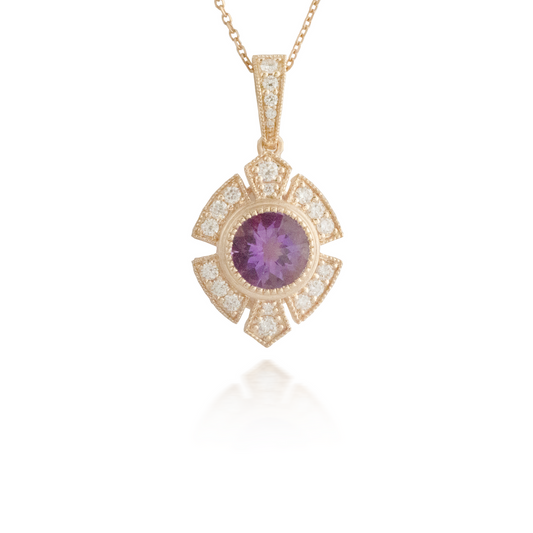 Large Amethyst Rose Gold Pendant