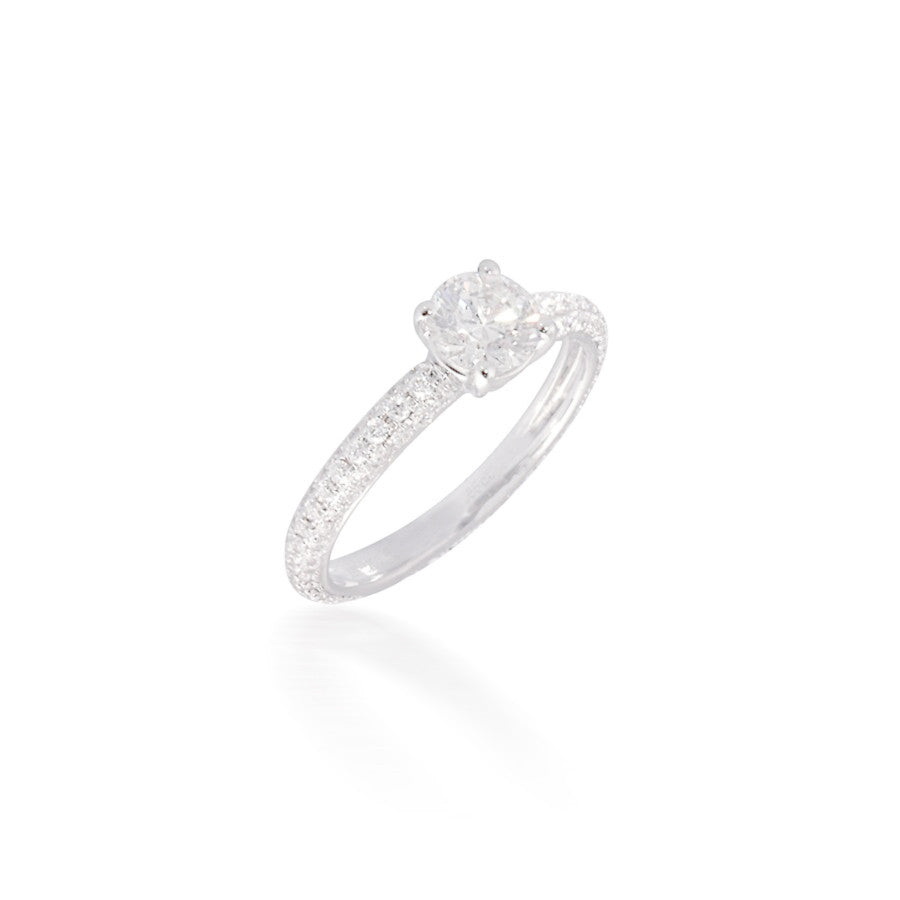 Diamond Solitaire Engagement Ring with Pave Band