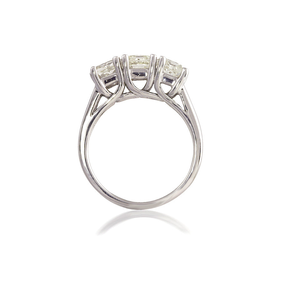 Lucida Three Stone Princess Diamond Engagement Ring in White Gold