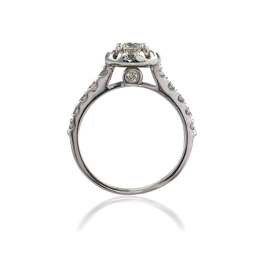 Bold Diamond Halo Engagement Ring with Peek-a-Boo Diamond