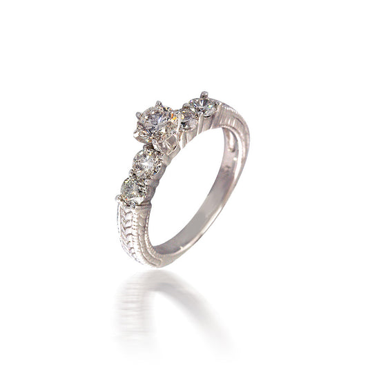 Five Stone Engagement Ring with Vintage Band