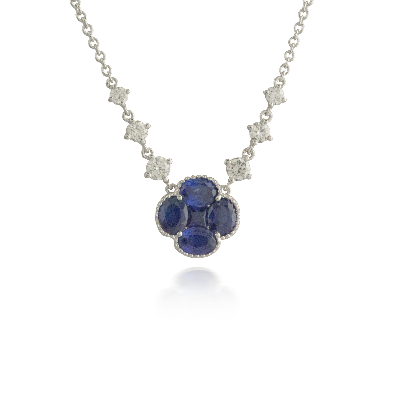 Flower Sapphire White Gold Pendant