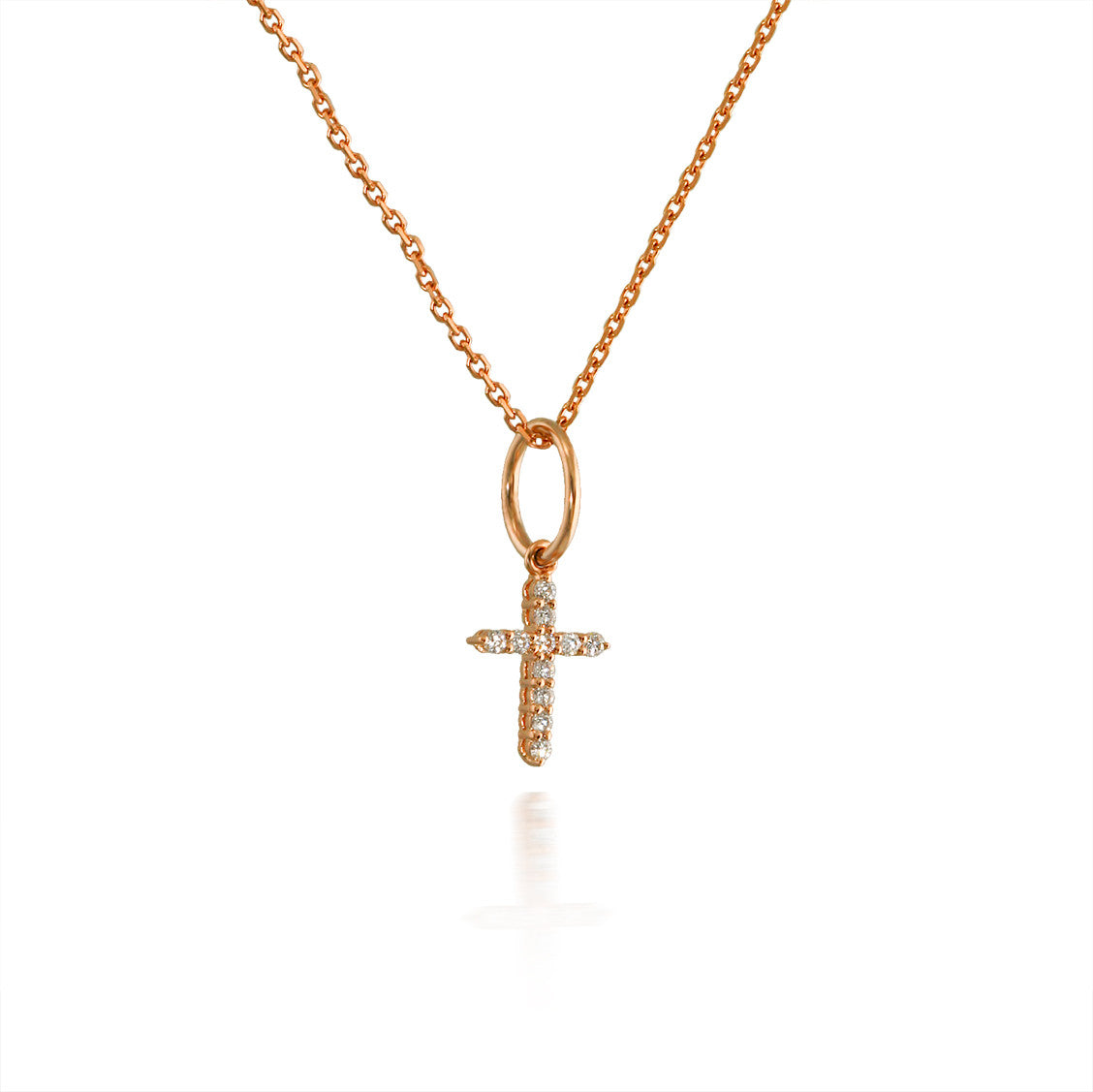 Tiny Rose Gold Diamond Cross Pendant