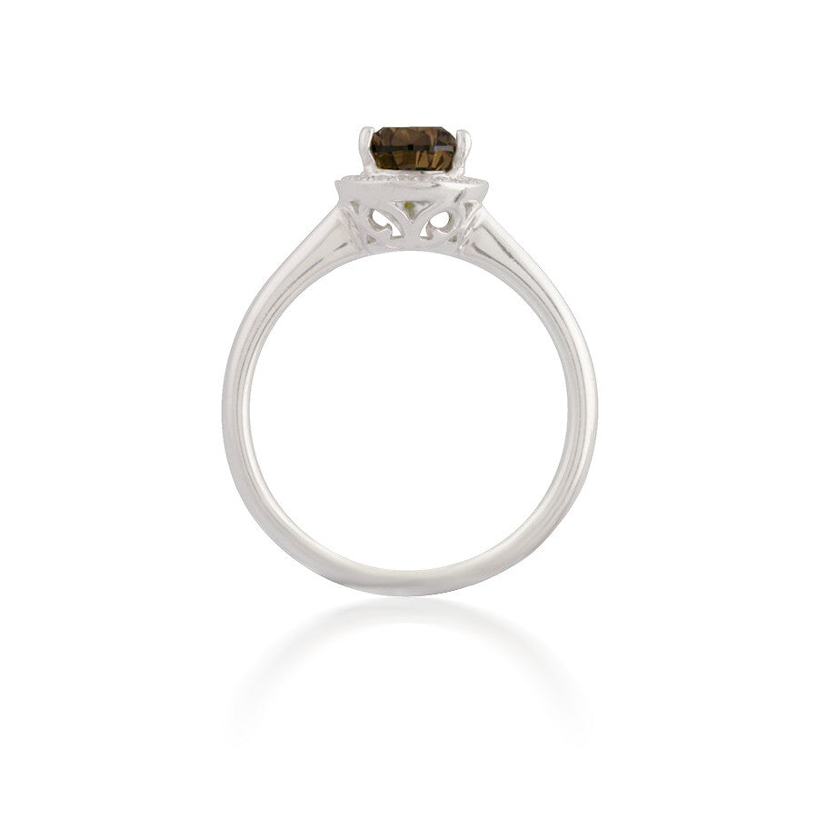 Pear-Shaped Brown Diamond Engagement Ring with Halo