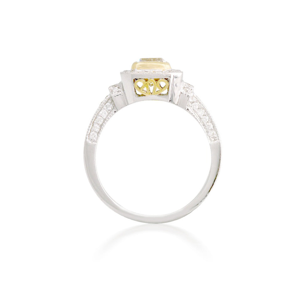 Octagon Halo Engagement Ring with Yellow Diamond