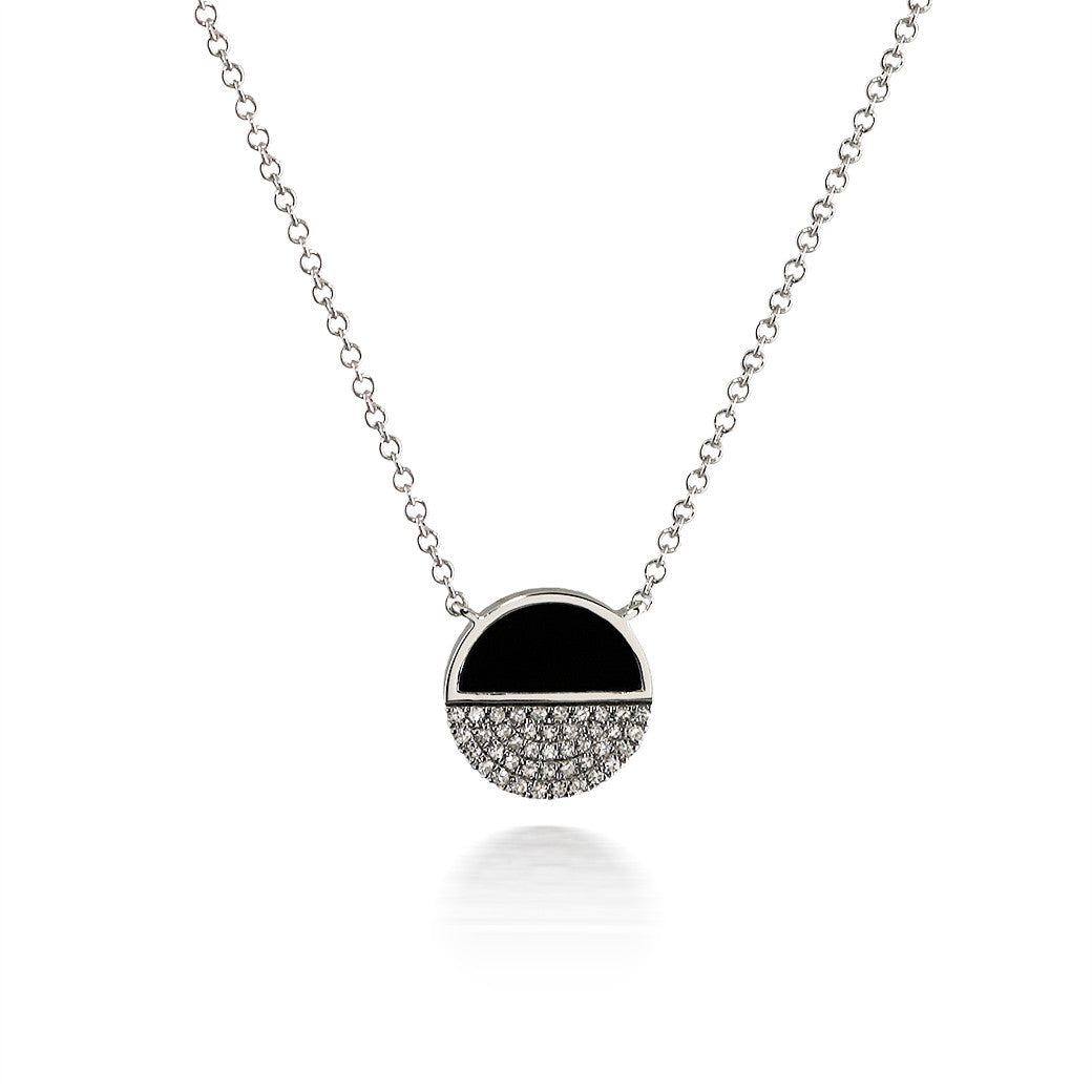 Bassali Modern Onyx and Diamond Yin-Yang Pendant