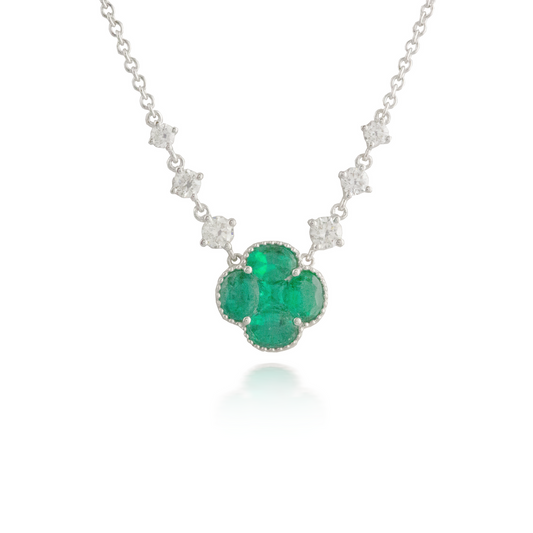 Flower Emerald White Gold Pendant