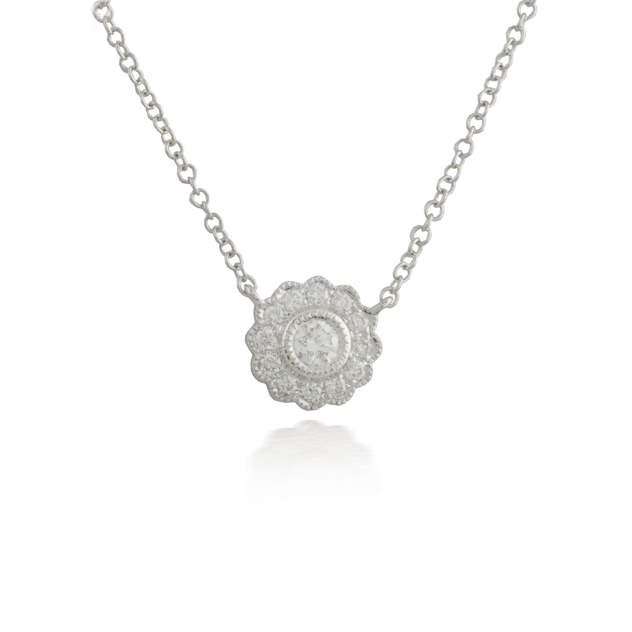 Flower White Gold Pendant