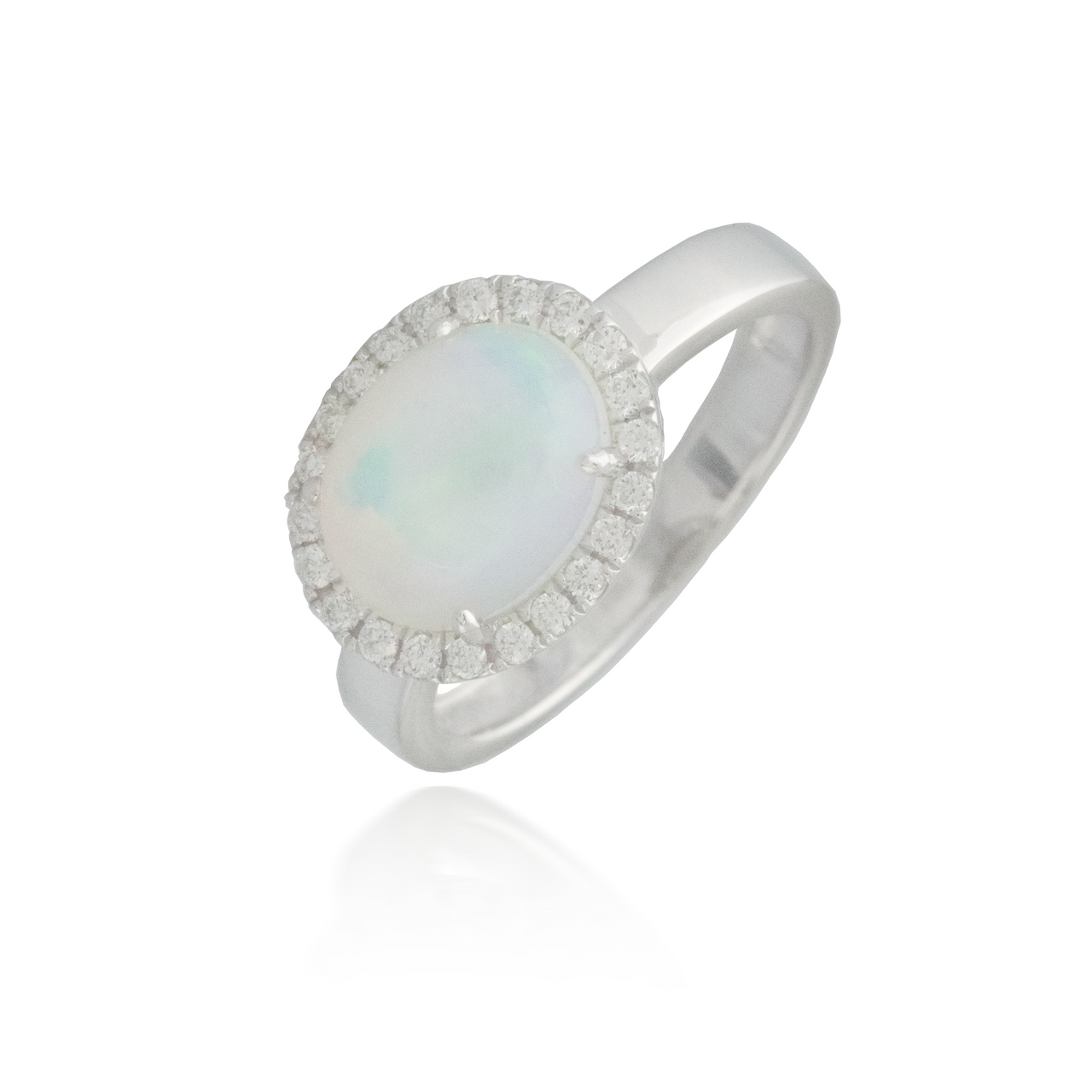 Large Opal White Gold Ring