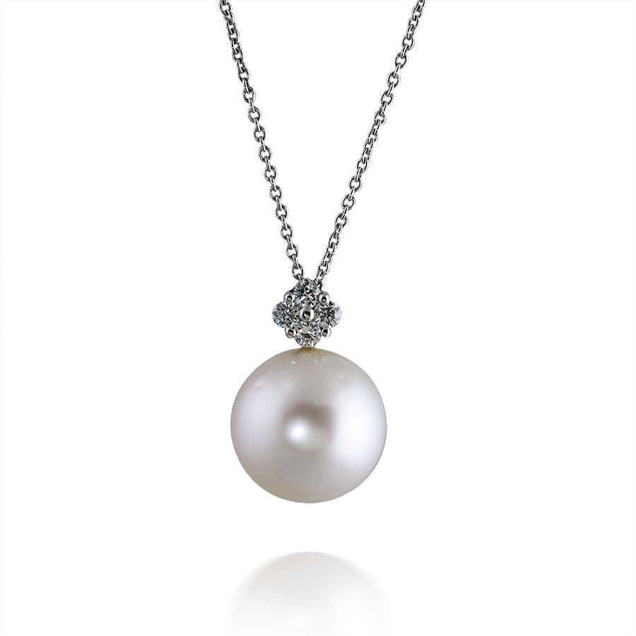 Pearl Pendant with Diamond Bail