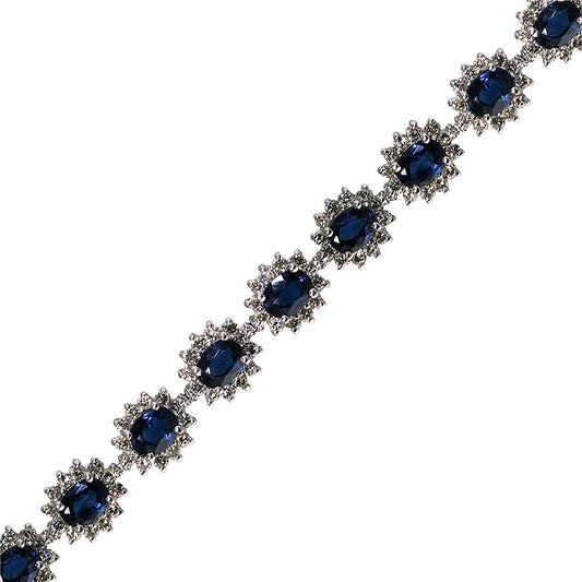 Flower Diamond and Sapphire Tennis Bracelet
