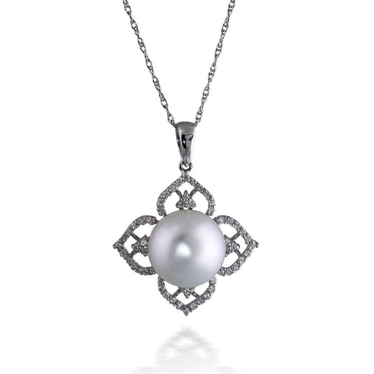 Lotus South Sea Pearl and Diamond Pendant