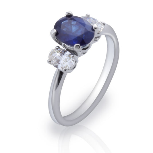 Asbury 2.00 Carat Oval Blue Sapphire Ring with Round Diamonds