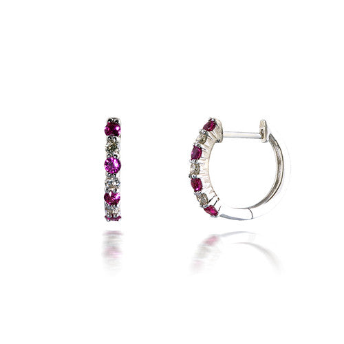 Seven Stone Diamond and Ruby Earrings