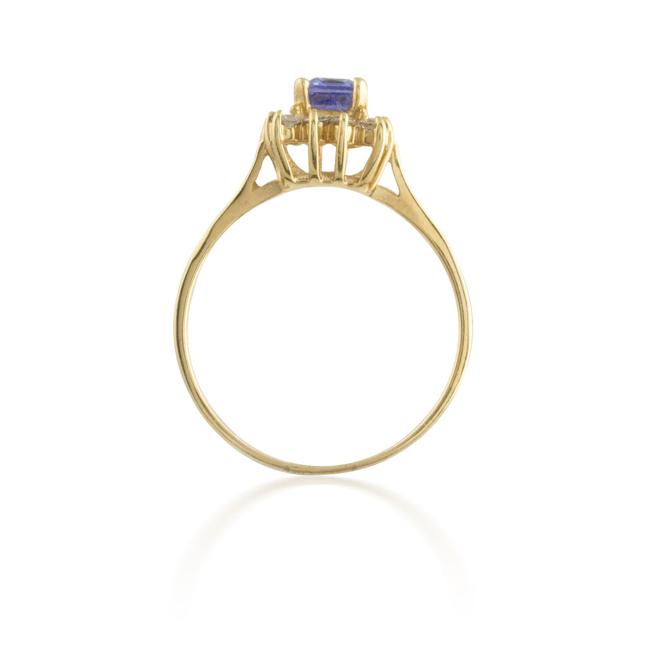 Tanzanite Ring with Rectangular Halo