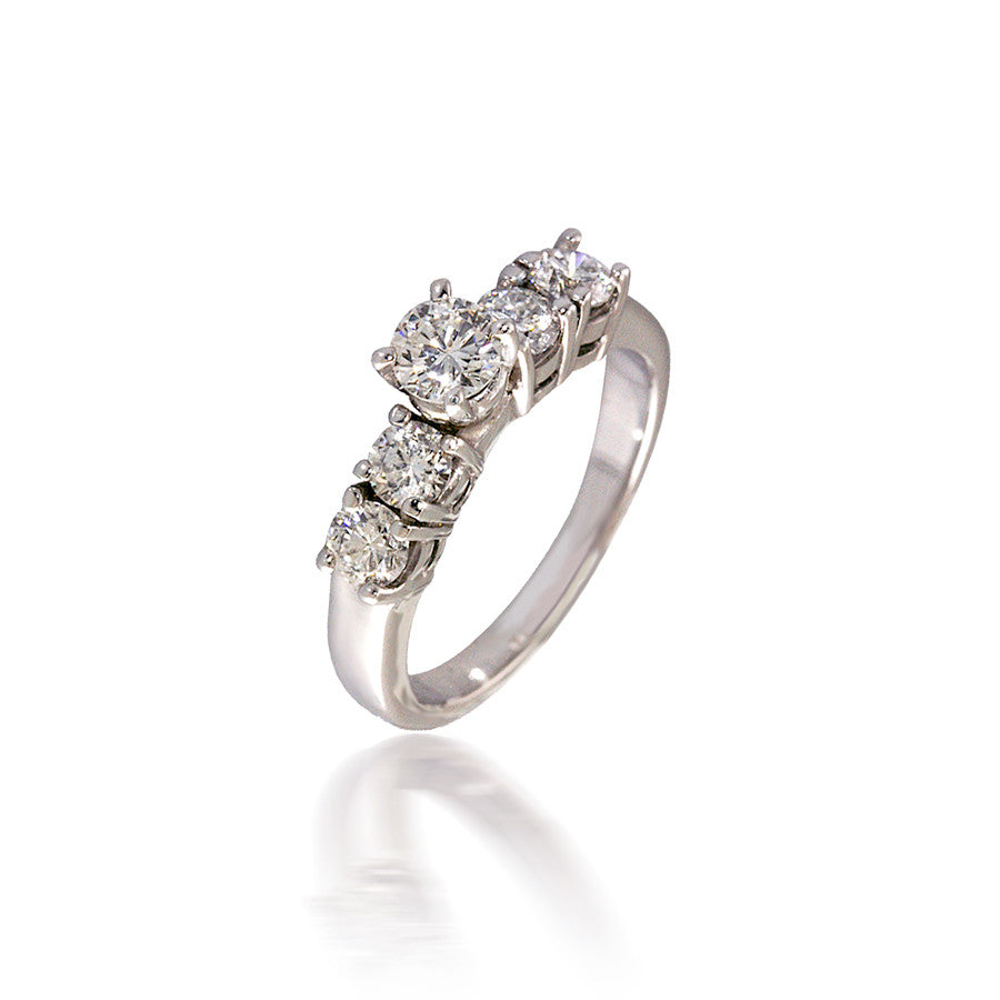 Five Stone Round Diamond Engagement Ring