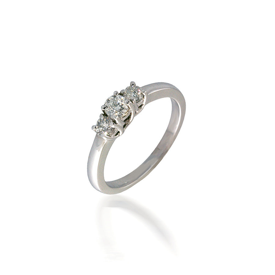 Petite Three Stone Round Lucida-Style Engagement Ring