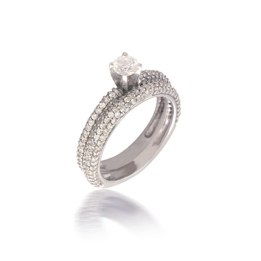 Diamond Pave Solitare Bridal Set