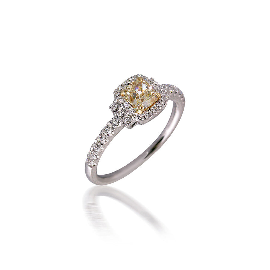 Fancy Yellow Cushion-Cut Diamond Engagement Ring