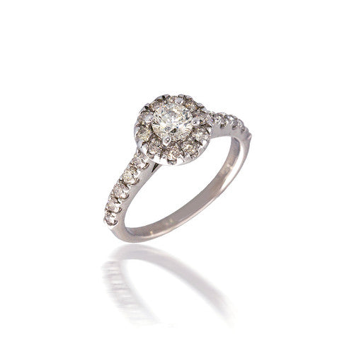 Bold Diamond Halo Engagement Ring with Peek-a-Boo Diamond