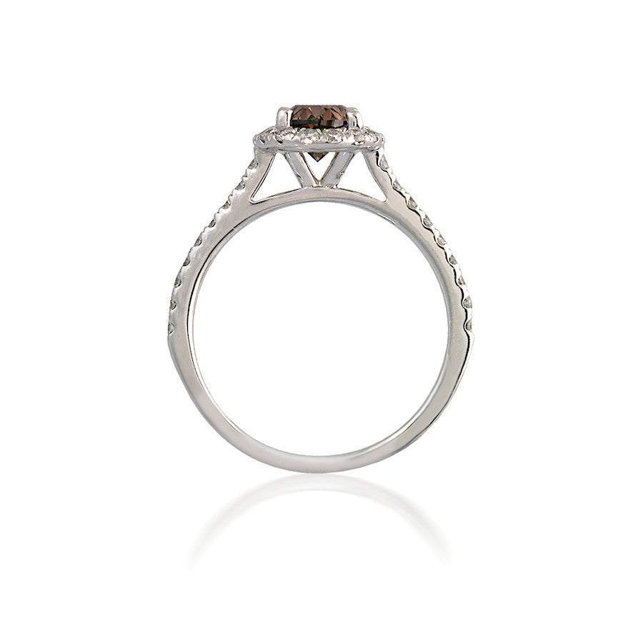 Oval Brown Diamond Engagement Ring with Halo