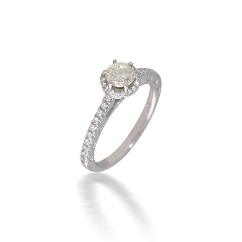 Rippling Diamond Halo Engagement Ring