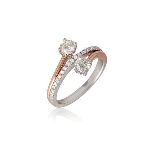 Two Tone You & Me Diamond Bypass Engagement Ring