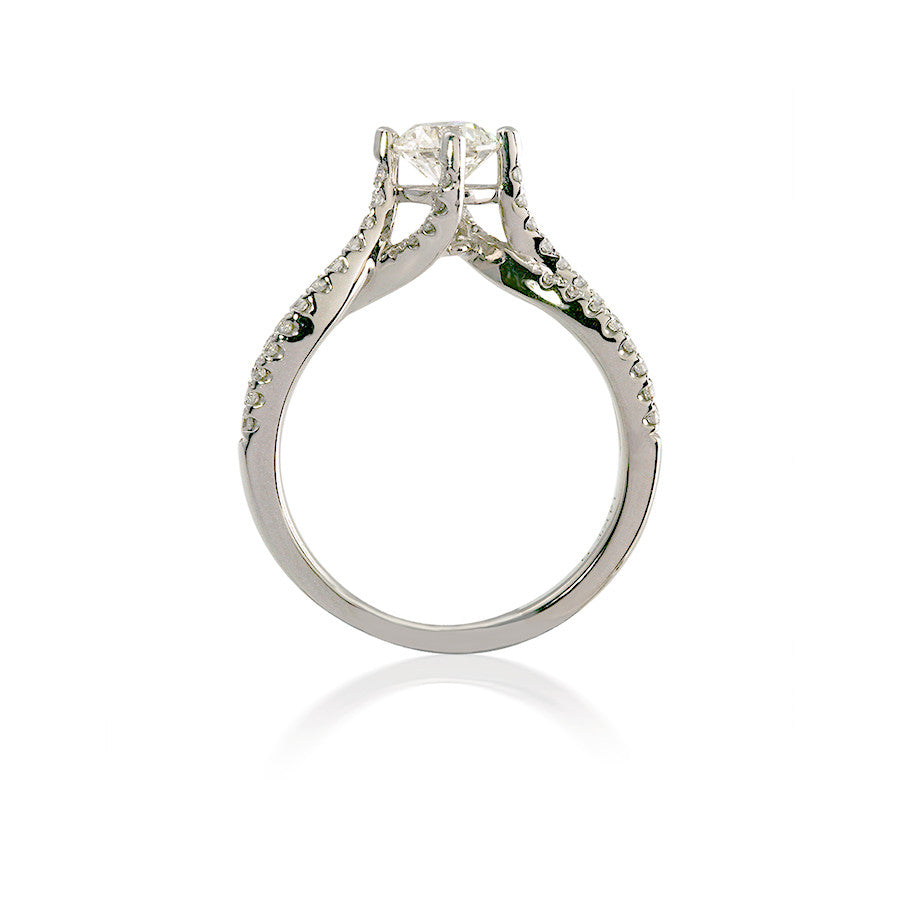 White Gold Cardinal Bypass Engagement Ring with Twisted Shank