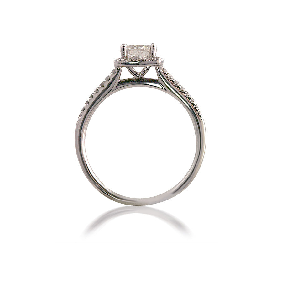 Diamond Cushion-Shaped Halo Engagement Ring with Split-Shank