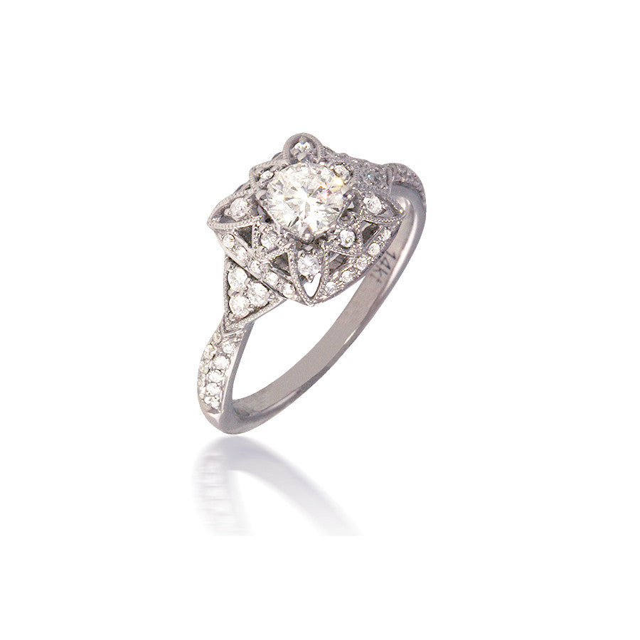 Floral Vintage-Style Engagement Ring