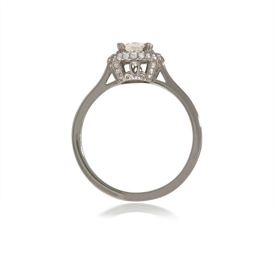 Diamond Halo Engagement Ring with Adorning Head