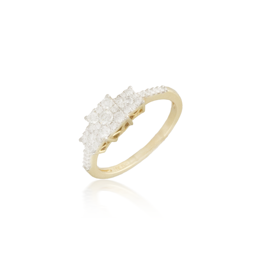 Three Stone Yellow Gold Engagement Ring