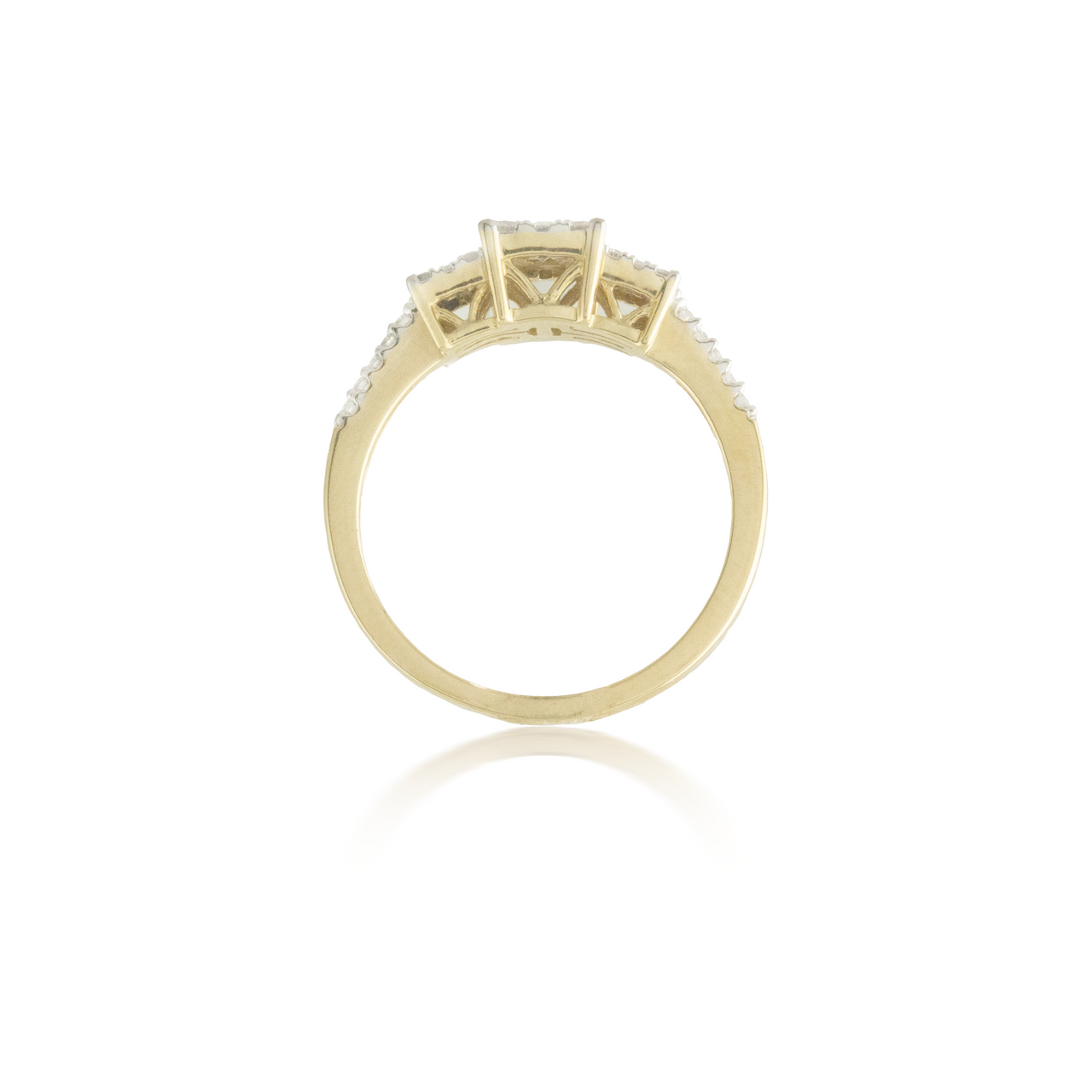 Three Stone Yellow Gold Engagement Ring