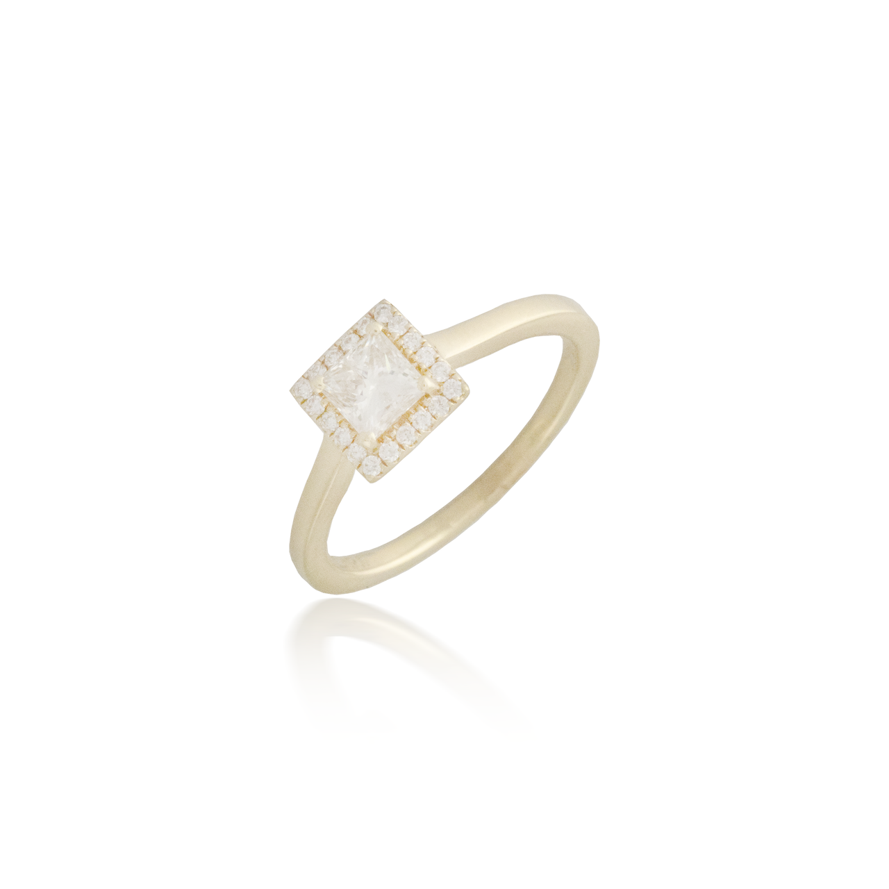 Princess Cut Yellow Gold Engagement Ring