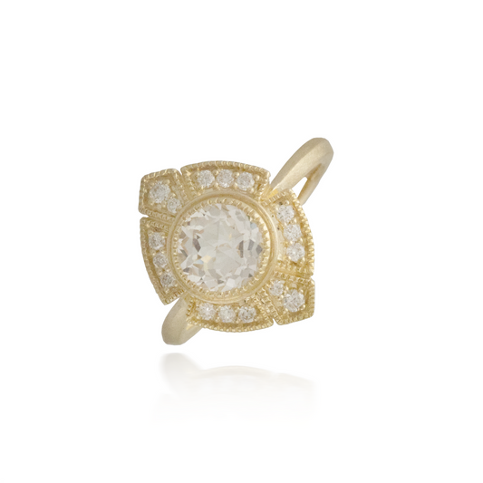 White Topaz Yellow Gold Ring