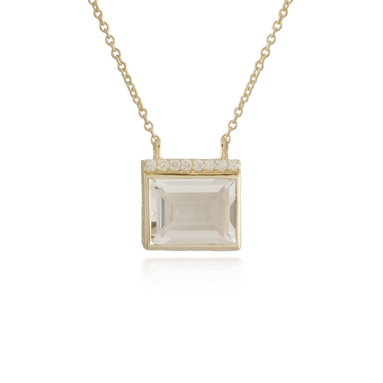 White Quartz Yellow Gold Pendant