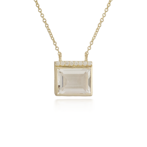 White Quartz Yellow Gold Pendant