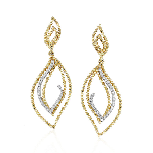 Madison L Beaded Leaves Diamond Drop Earrings