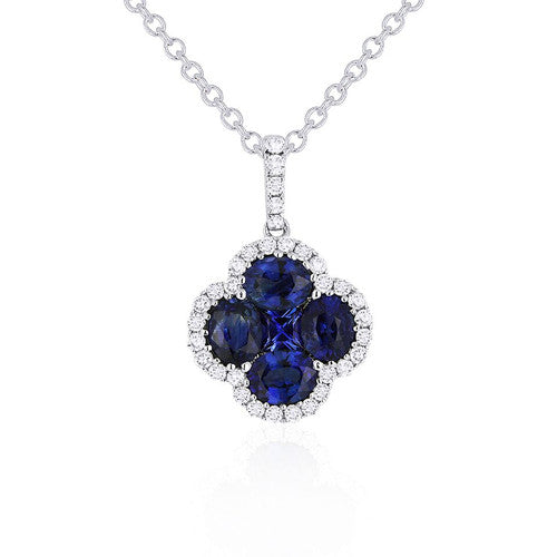 Madison L Sapphire and Diamond Clover in Color Pendant