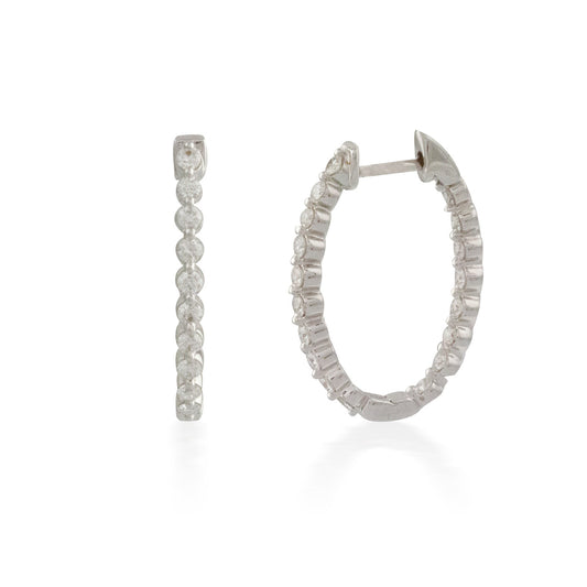 3.00ct Oval Button-back Diamond Hoop Earring