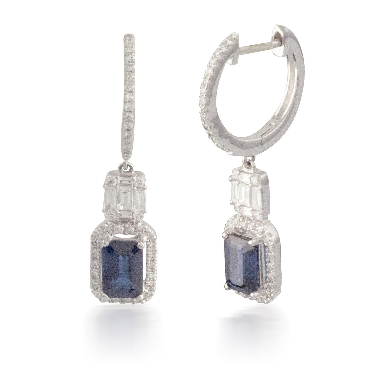 Blue Sapphire and Diamond Earrings