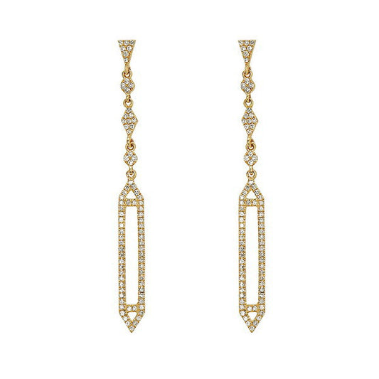 Bassali Diamond Deco Drop Earrings in 14k yellow gold