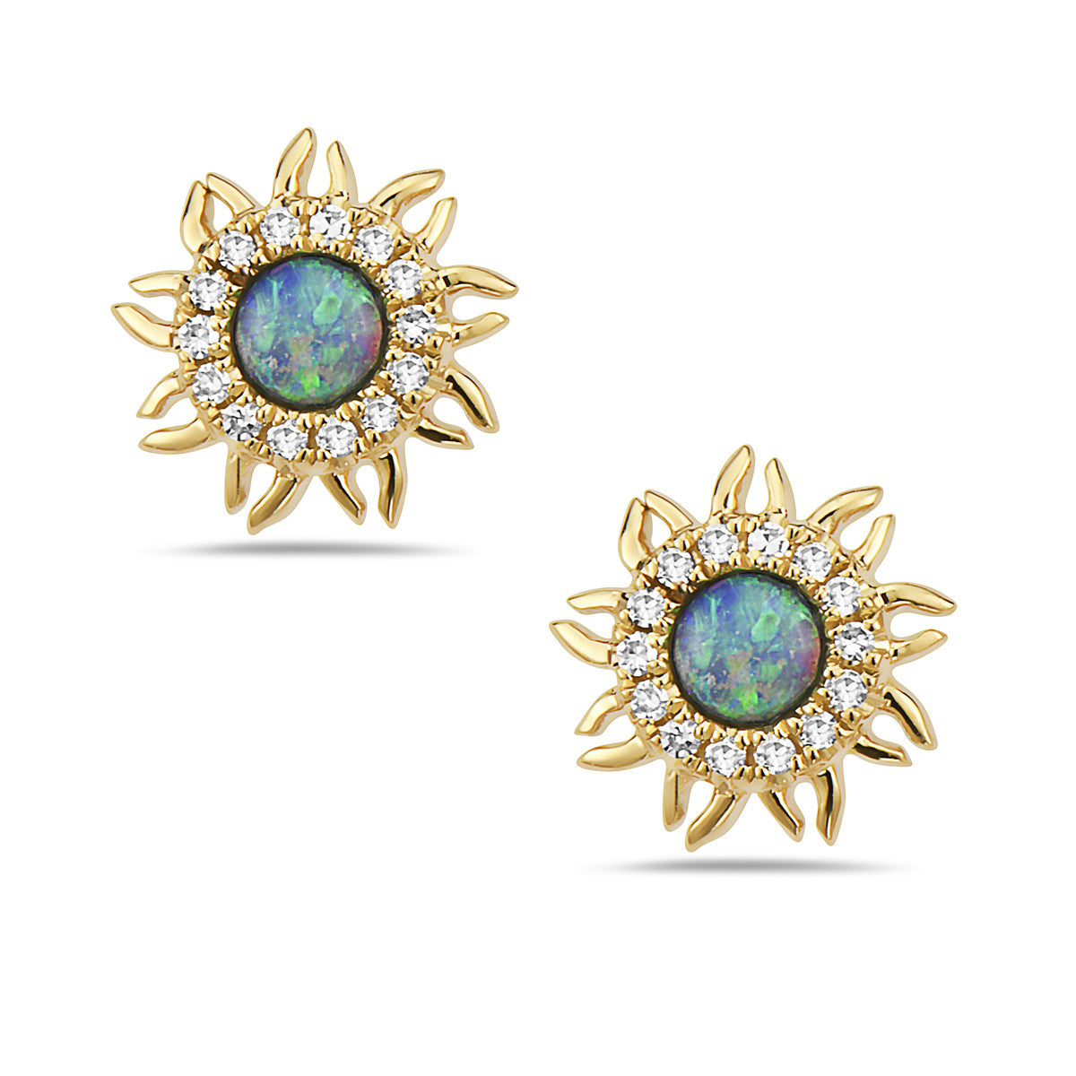 Bassali Sunburst Opal Earrings - Yellow Gold