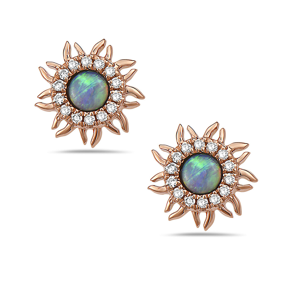 Bassali Sunburst Opal Earrings - Rose Gold