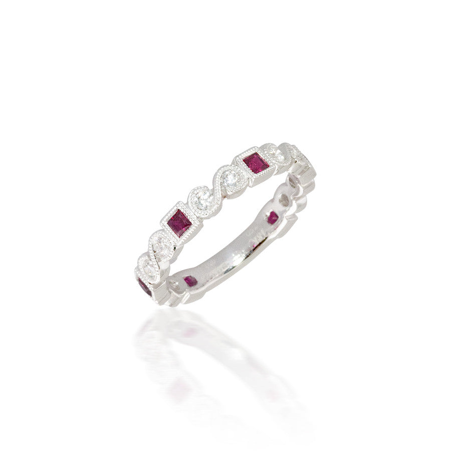 Madison L Shimmer and Shine Stackable Ruby and Diamond Ring