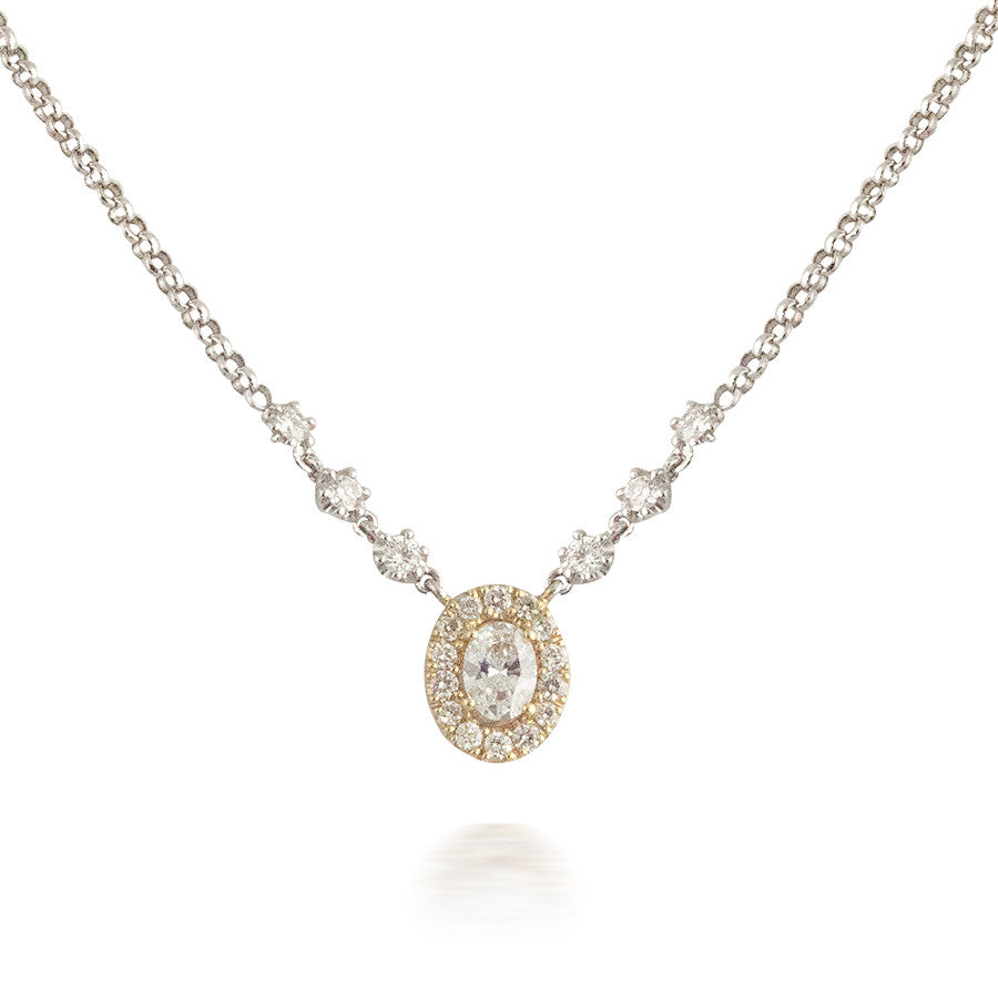 Two Tone Oval Diamond Pendant